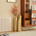 Gold Scale Texture Metal Floor Vases Set of 3 Modern Home Decor