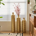 Gold Scale Texture Metal Floor Vases Set of 3 Modern Home Decor