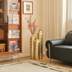 Gold Scale Texture Metal Floor Vases Set of 3 Modern Home Decor