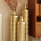 Gold Scale Texture Metal Floor Vases Set of 3 Modern Home Decor