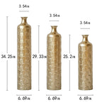 Gold Scale Texture Metal Floor Vases Set of 3 Modern Home Decor