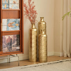 Gold Scale Texture Metal Floor Vases Set of 3 Modern Home Decor