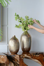 Gold Streak Aluminum Vase 18.5 Inch Modern Floor Vase for Home Decor