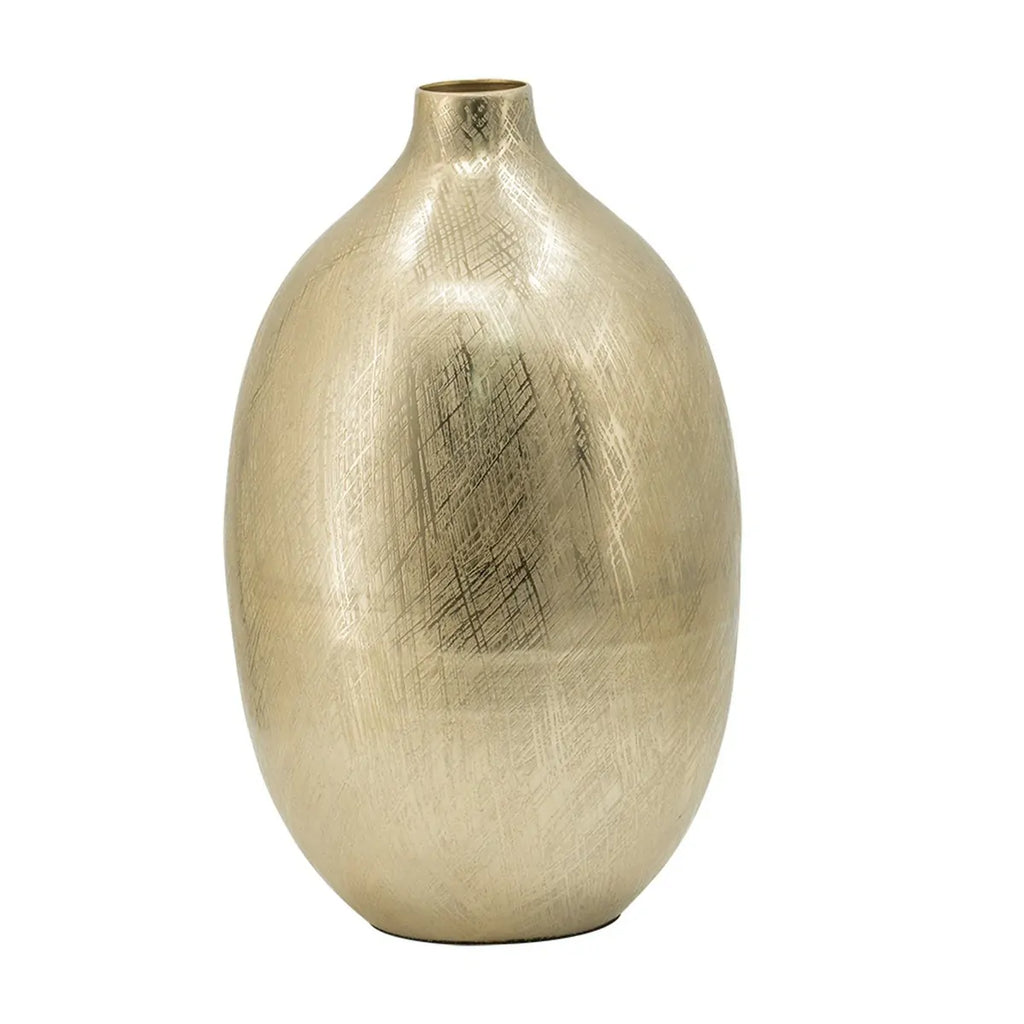 Gold Streak Aluminum Vase 13.5 Inch Modern Metallic Floor Decor