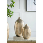 Gold Streak Aluminum Vase 13.5 Inch Modern Metallic Floor Decor