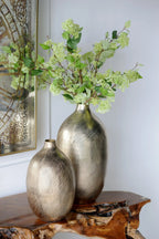 Gold Streak Aluminum Vase 13.5 Inch Modern Metallic Floor Decor