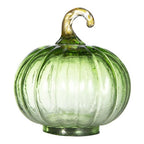 Green Glass Pumpkin Decor - 4pcs Fall and Thanksgiving Ornaments