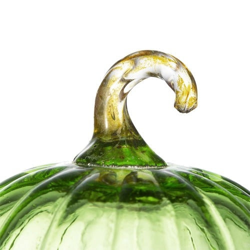 Green Glass Pumpkin Decor - 4pcs Fall and Thanksgiving Ornaments