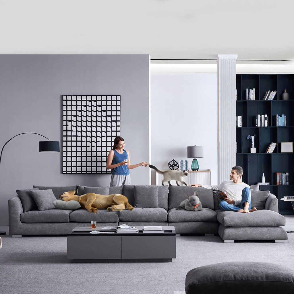 Feathers Sectional Couch Chaise Lounge 88-170 Inches