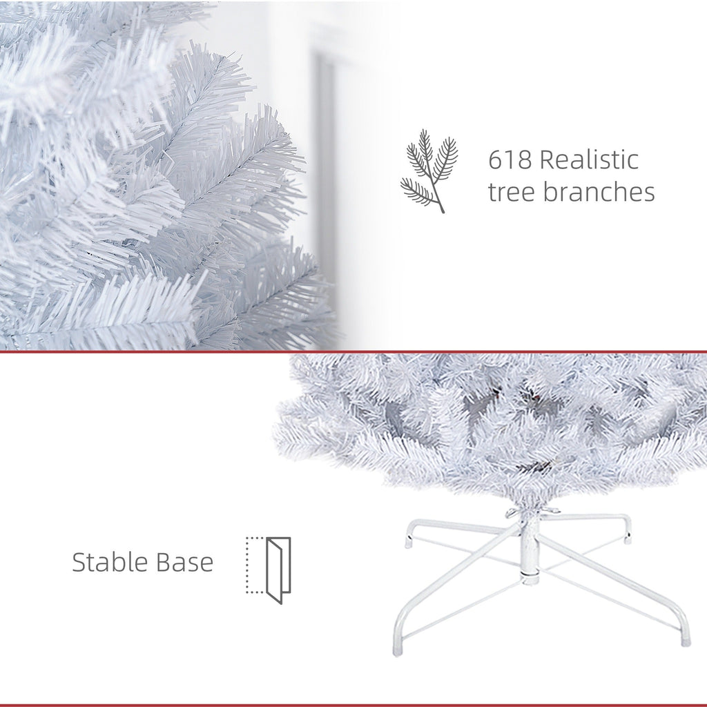 6ft Slim Artificial Christmas Tree, Unlit White Pencil Xmas Tree