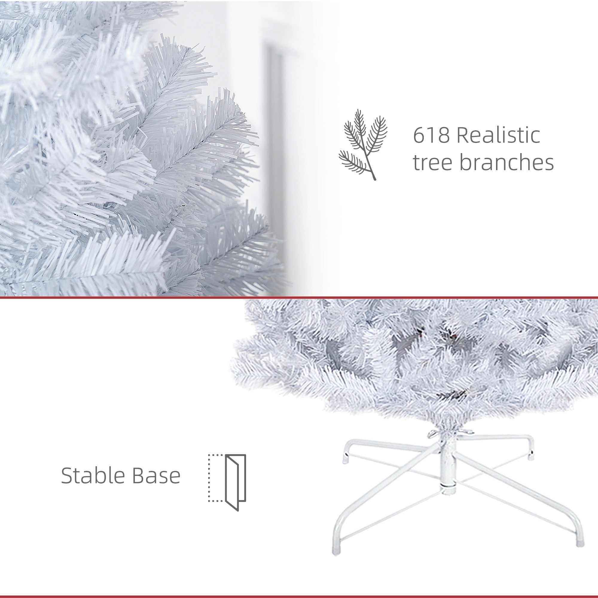 6ft Slim Artificial Christmas Tree, Unlit White Pencil Xmas Tree