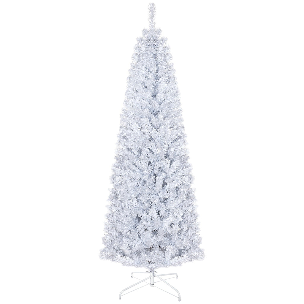 6ft Slim Artificial Christmas Tree, Unlit White Pencil Xmas Tree