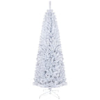 6ft Slim Artificial Christmas Tree, Unlit White Pencil Xmas Tree