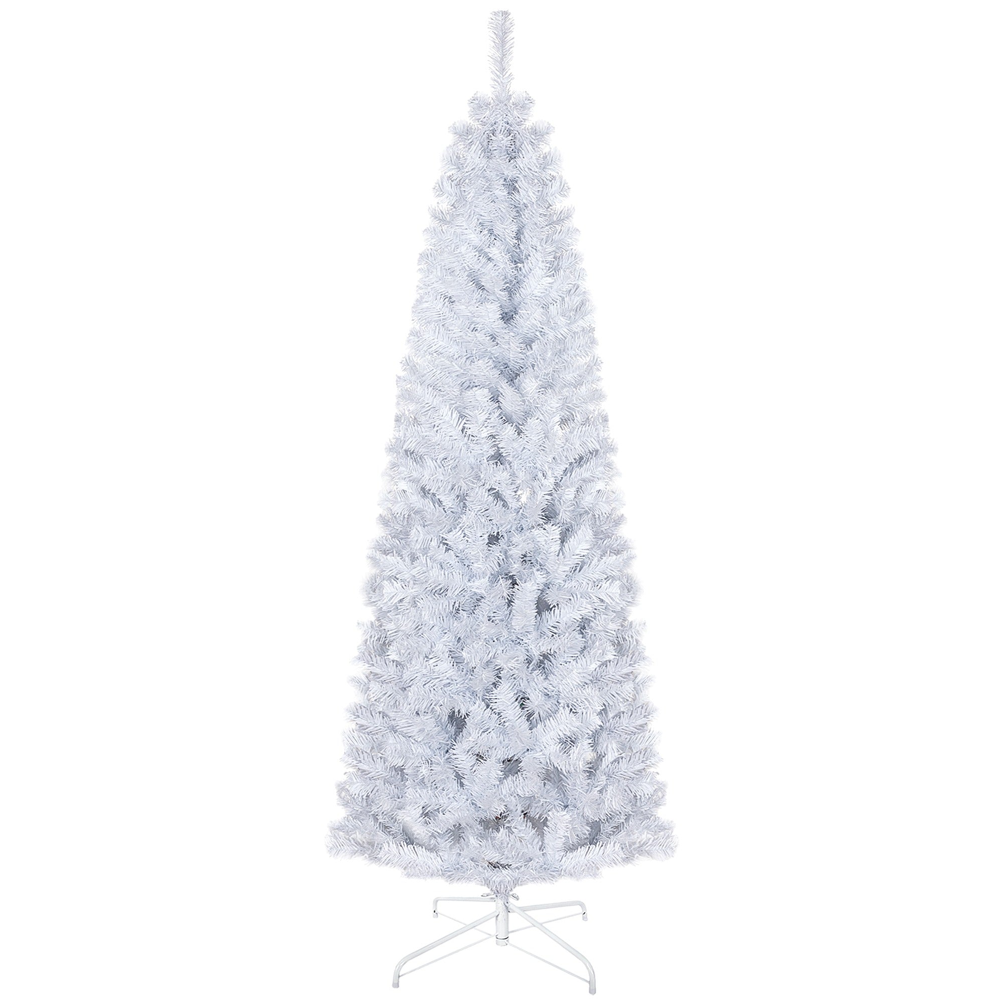 6ft Slim Artificial Christmas Tree, Unlit White Pencil Xmas Tree