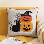 Halloween Black Cat Pumpkin Stack Pillow