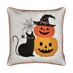 Halloween Black Cat Pumpkin Stack Pillow