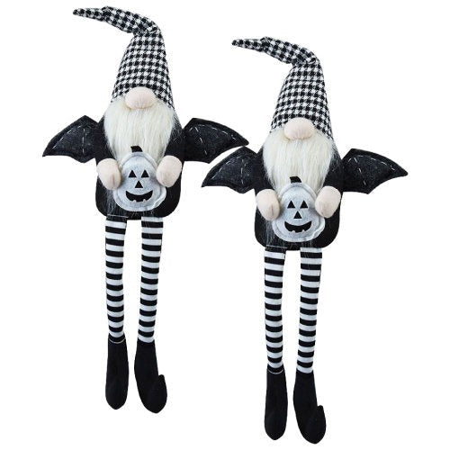 Halloween Gnome Decor with Wings and Plaid Hat 2 pcs