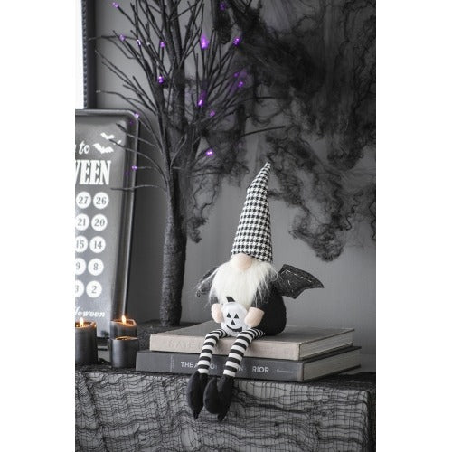 Halloween Gnome Decor with Wings and Plaid Hat 2 pcs