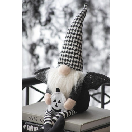 Halloween Gnome Decor with Wings and Plaid Hat 2 pcs