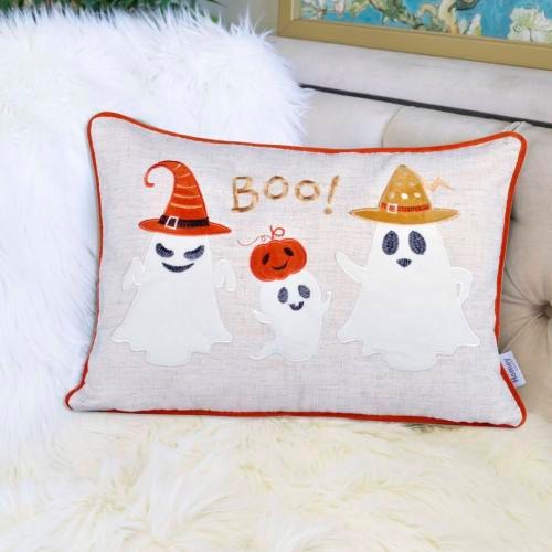 Halloween Boo Ghost Pillow-White