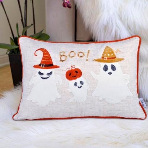 Halloween Boo Ghost Pillow-White
