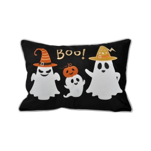 Halloween Boo Ghost Pillow-Black