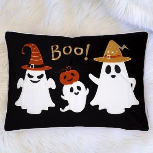 Halloween Boo Ghost Pillow-Black
