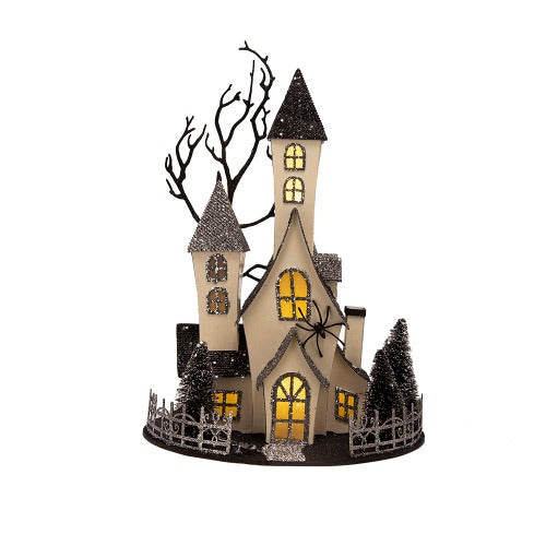 Halloween Cardboard Lighted Haunted House Tabletop Battery Powered