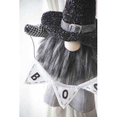 Halloween Decor Fabric Black Gnome with 'Boo' Banner