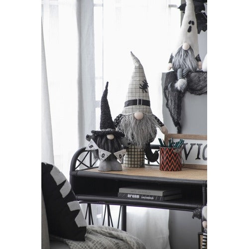 Halloween Decor Fabric Black Gnome with 'Boo' Banner