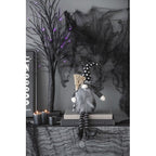 Halloween Decor Fabric Sitting Black Gnome With Broomstick