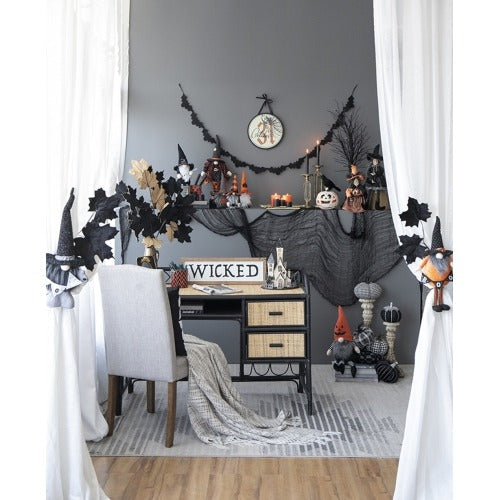 2 pcs Fabric Standing Orange Gnome Holding Banner