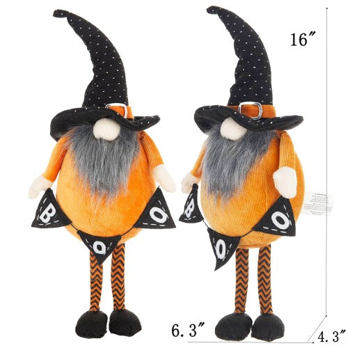 2 pcs Fabric Standing Orange Gnome Holding Banner