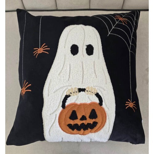 Halloween Ghost Pumpkin Throw Pillow