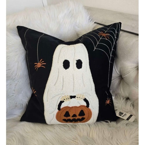 Halloween Ghost Pumpkin Throw Pillow