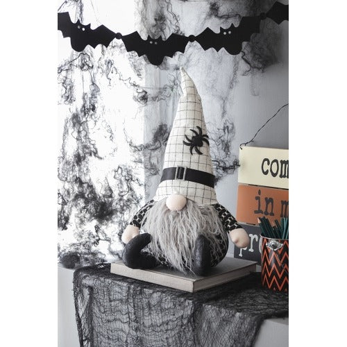 Halloween 2 pcs - Fabric Sitting Gnomes with White Hat and Spider