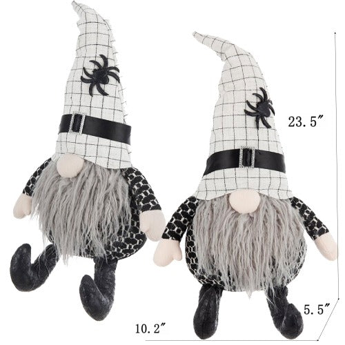 Halloween 2 pcs - Fabric Sitting Gnomes with White Hat and Spider