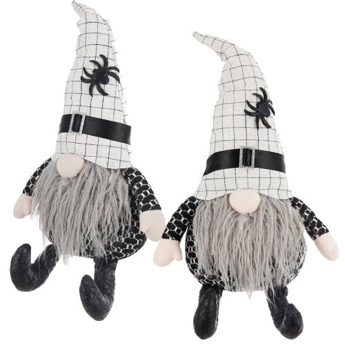 Halloween 2 pcs - Fabric Sitting Gnomes with White Hat and Spider