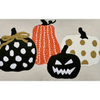 Halloween Pumpkin Embroidered Pillow - Polka Dot Linen Cushion
