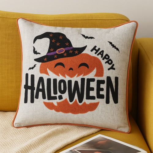 Halloween Pumpkin Witch Throw Pillow - Spooky Home Decor
