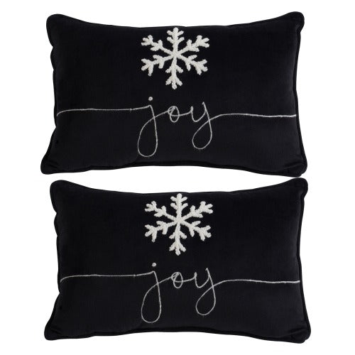 Halloween Velvet Pillows Set of 2 - Embroidered Joy and Snowflake