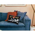 Halloween Velvet Skeleton Pillow - Trick or Treat Lumbar Cushion