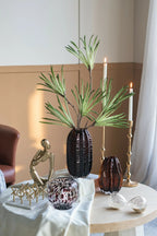 Handcrafted Style Glass Vase Artistic Amber Spots 6.3 Inch Decor