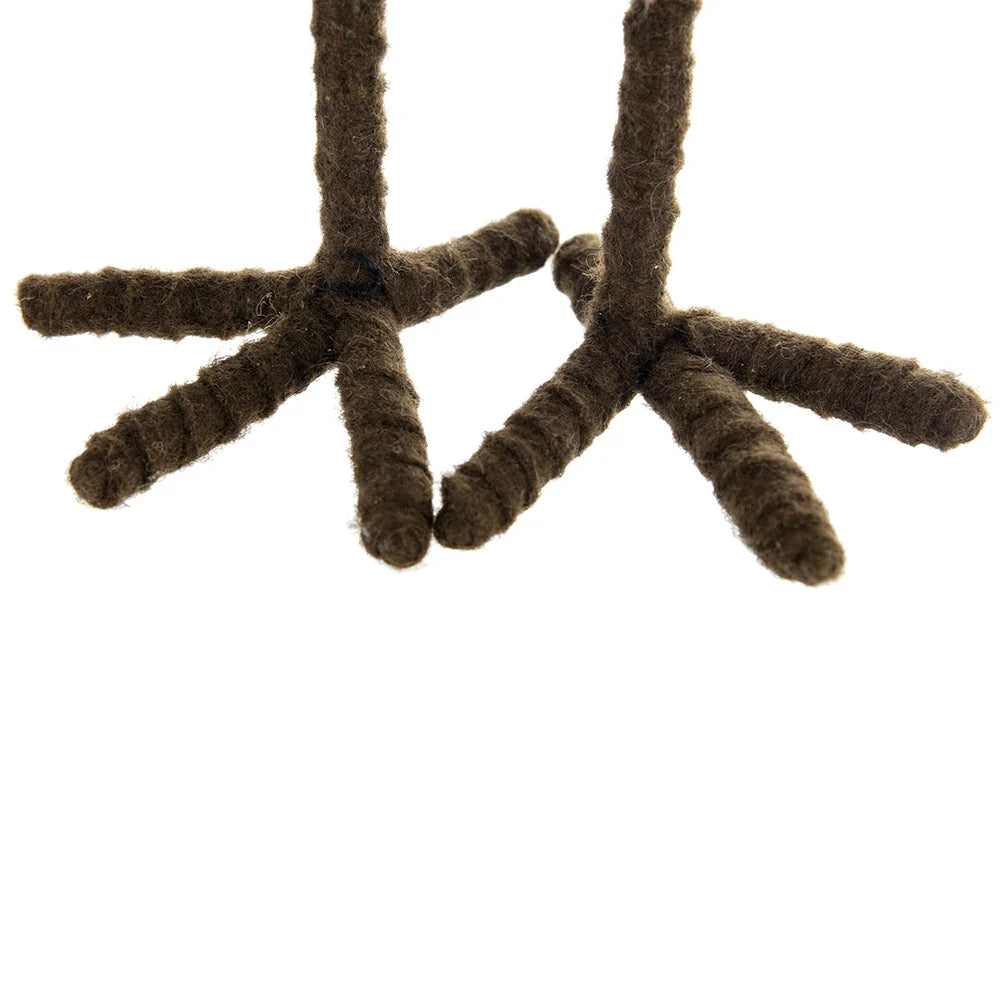 Holiday Decor Fabric Birds with Plaid Bow and Red Hat, 2 Pack