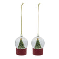 Holiday Water Globes 2-Pack with Red White Stripes and Tree Base Tabletop Decor