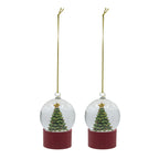 Holiday Water Globes 2-Pack with Red White Stripes and Tree Base Tabletop Decor