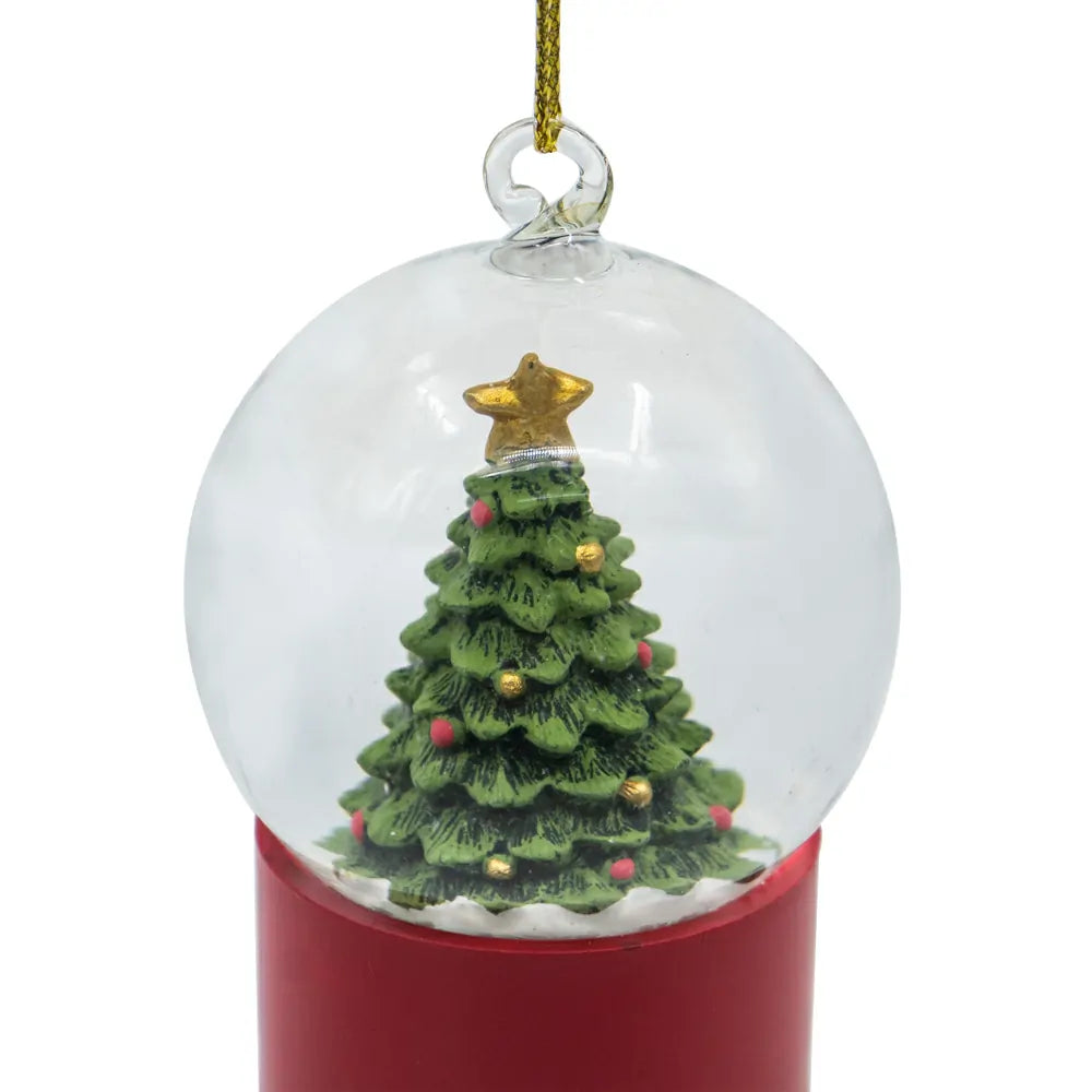 Holiday Water Globes 2-Pack with Red White Stripes and Tree Base Tabletop Decor