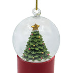Holiday Water Globes 2-Pack with Red White Stripes and Tree Base Tabletop Decor