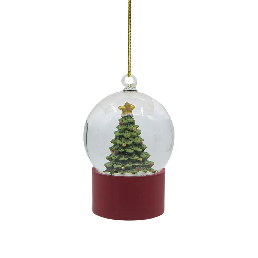 Holiday Water Globes 2-Pack with Red White Stripes and Tree Base Tabletop Decor