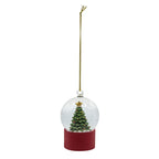 Holiday Water Globes 2-Pack with Red White Stripes and Tree Base Tabletop Decor